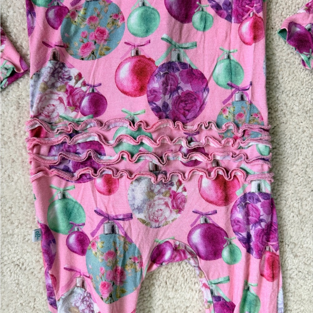 Posh Peanut “Posh Ornaments” Footie Ruffled Zippered One Piece - Picture 10 of 13